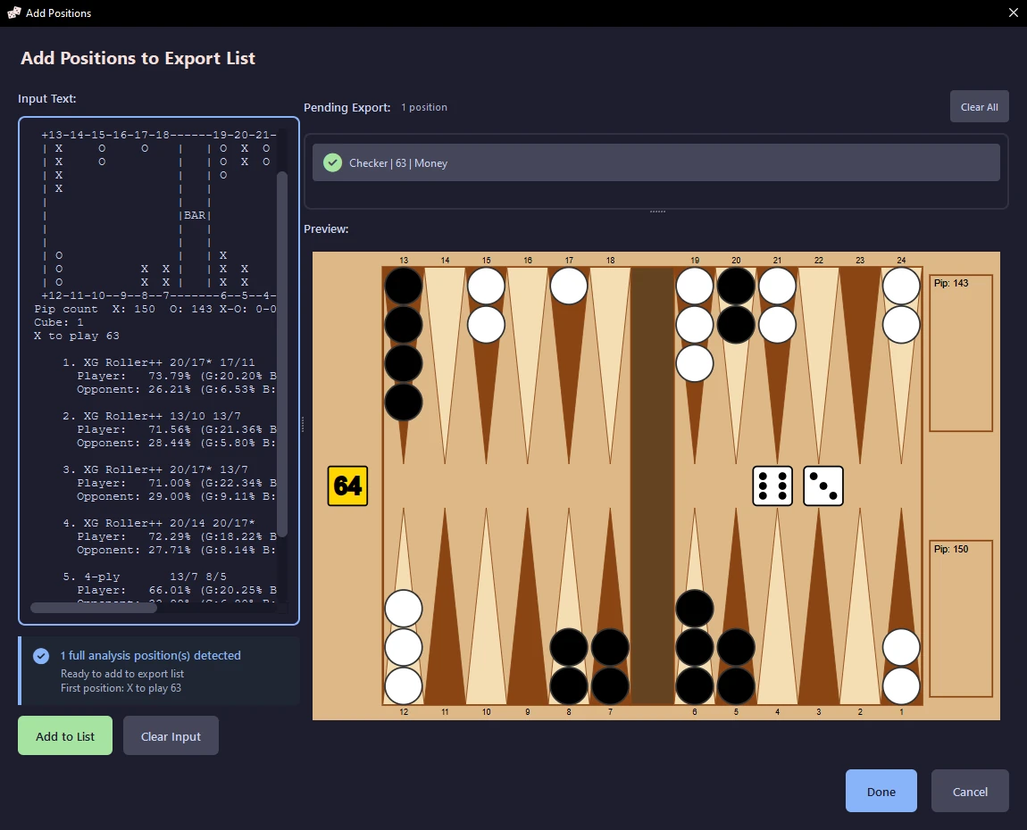 Add positions dialog with smart format detection