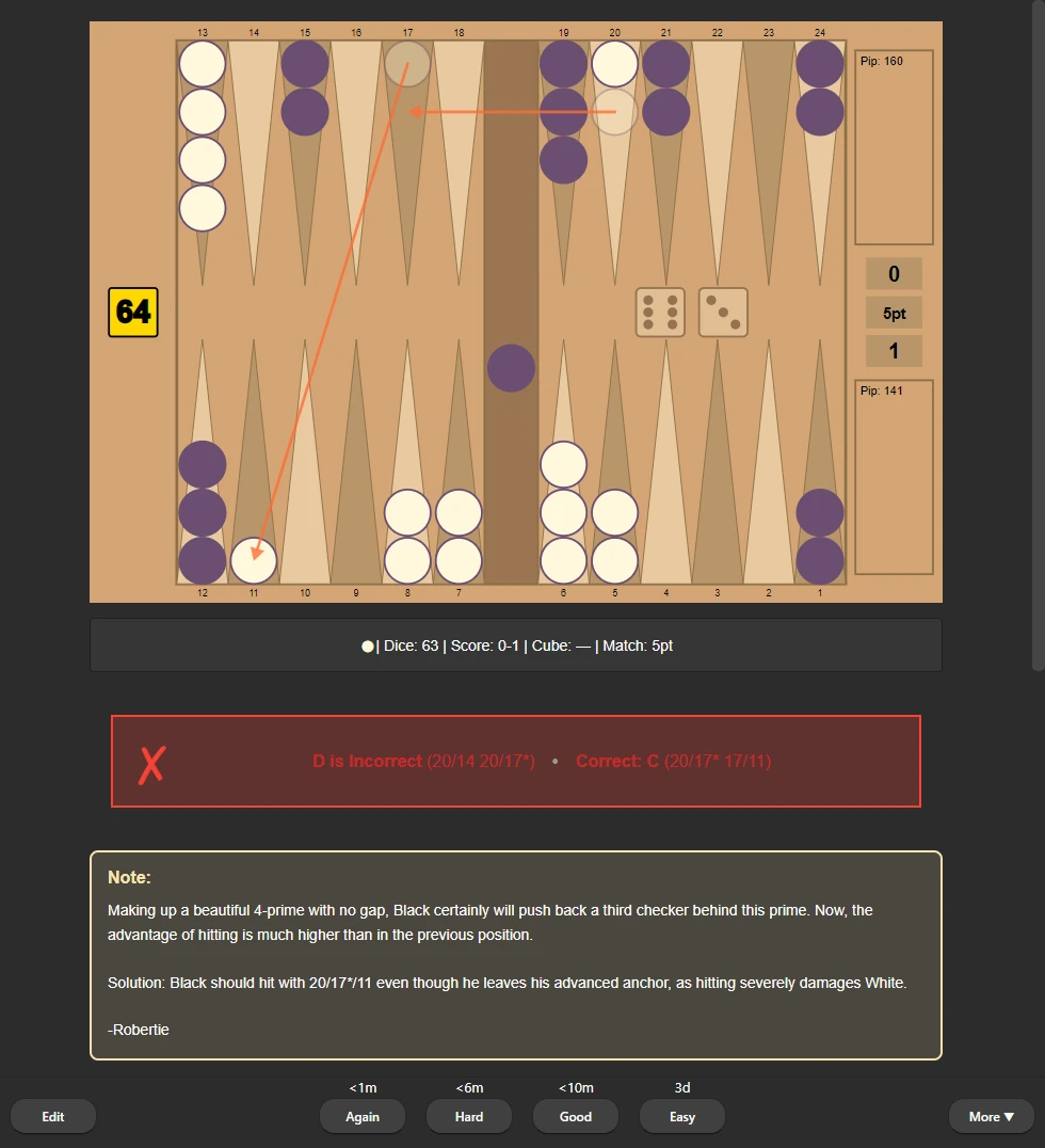 Position note in Anki before studying